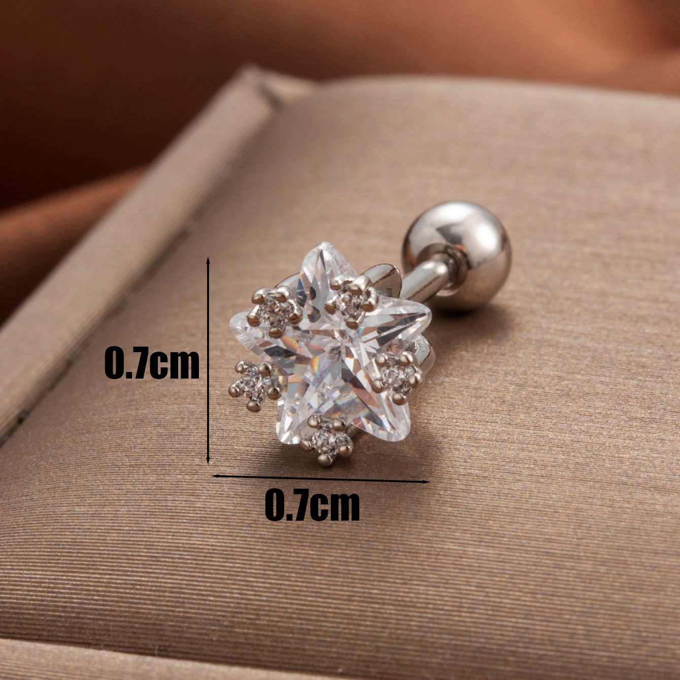 1 Piece Simple Series Classic Star Shape Copper  Gold Color Material Zircon Women's Stud Earrings h5 